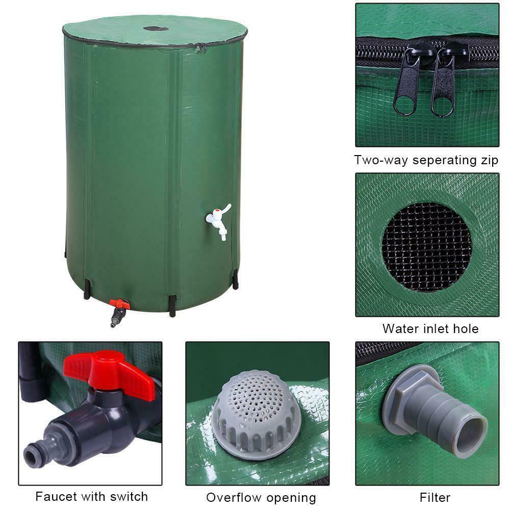 100 Gallon Rain Barrel Foldable Portable Water Collector Storage Outdoor Supply
